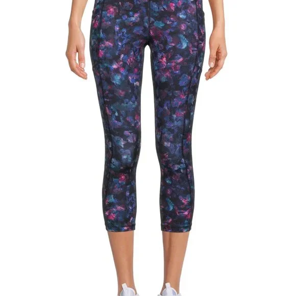 Workout Walking Running All gym capri leggings w/side pockets Cell phones fit! - Picture 2 of 4